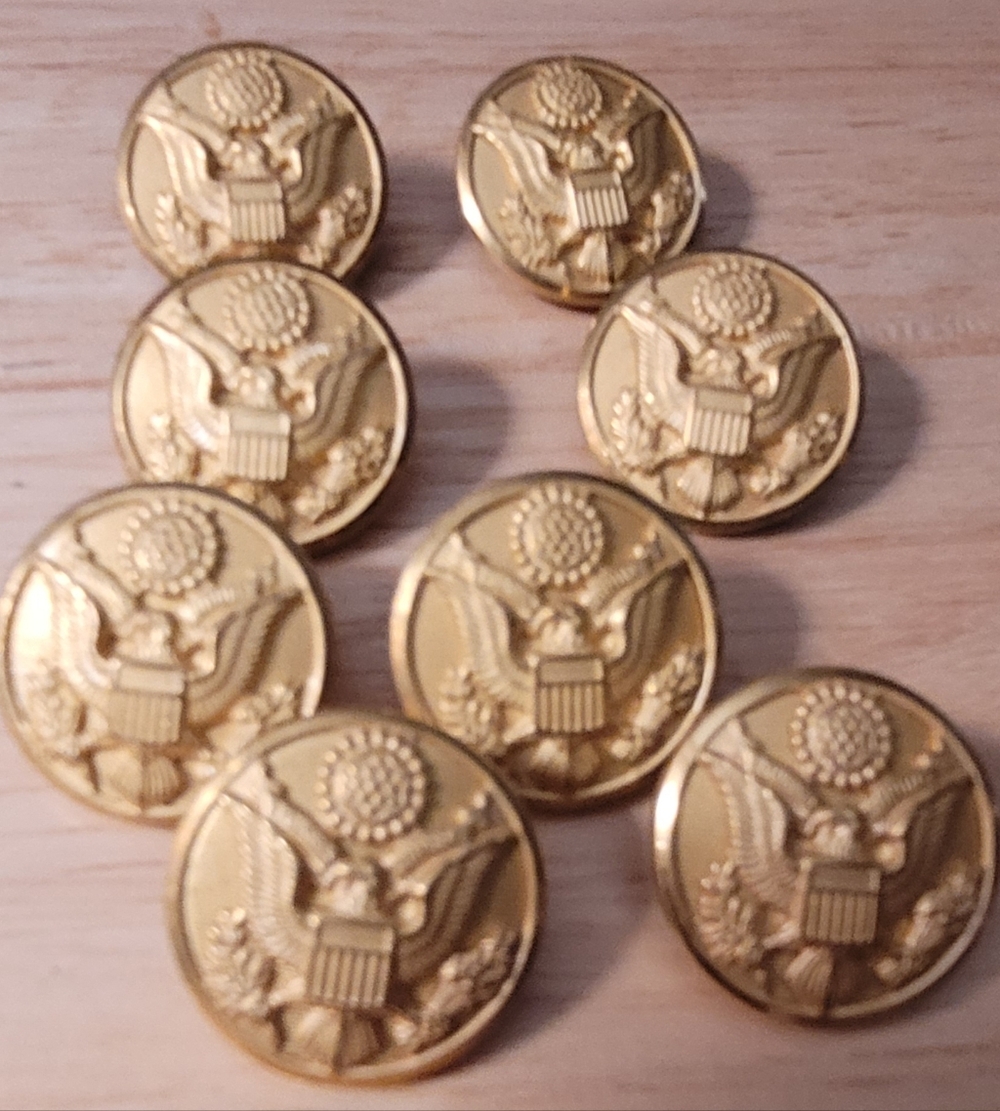 Gold Eagle Emblem Decorative Buttons - Set of 8. Vintage COLLECTIBLE